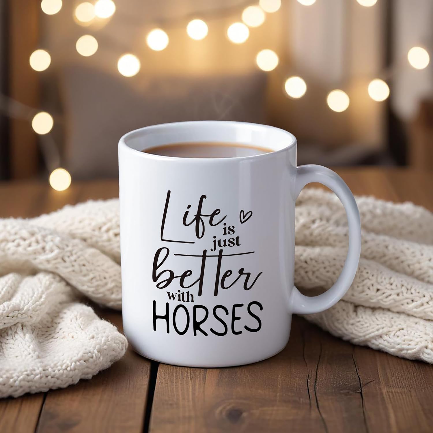 Life Is Just Better With Horses Coffee Mugs, Horse Themed Gifts For Women Coffee Tea Cup, Gifts For Horse Lovers Women Men Trainer Rider Farmhouse Ceramic Coffee Mug 11oz image 3