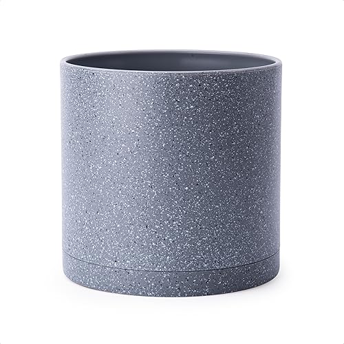 Miniatura 59 de D'vine Dev Macetas de plástico de 10 pulgadas para macetas de plantas con agujero de drenaje y platillos sin costuras, color negro, 74-X-B-2 Mate