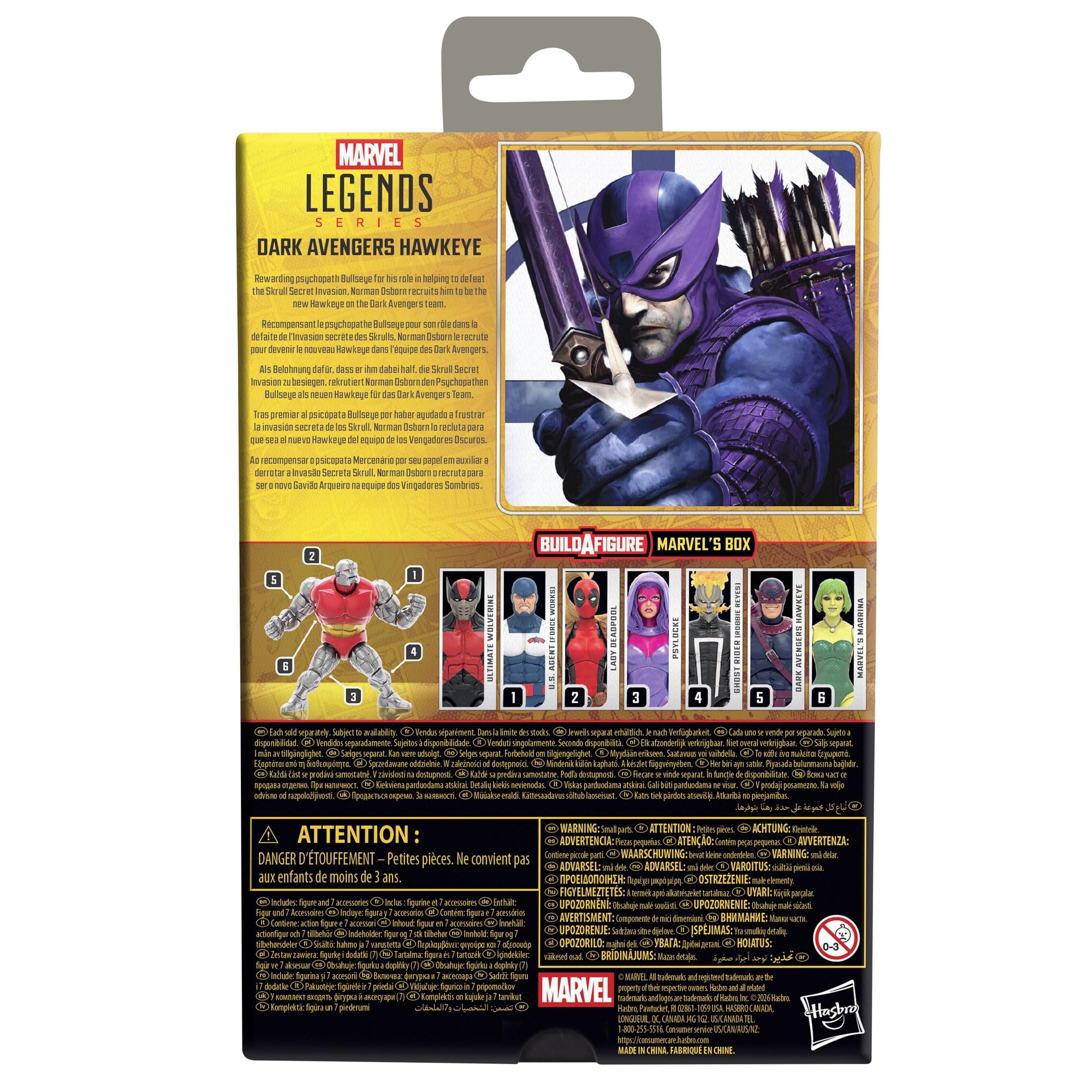 Marvel Legends Series, Dark Avengers Hawkeye, Figura de acción Coleccionable a Escala de 15 cm Inspirada en los cómics de los Vengadores Oscuros