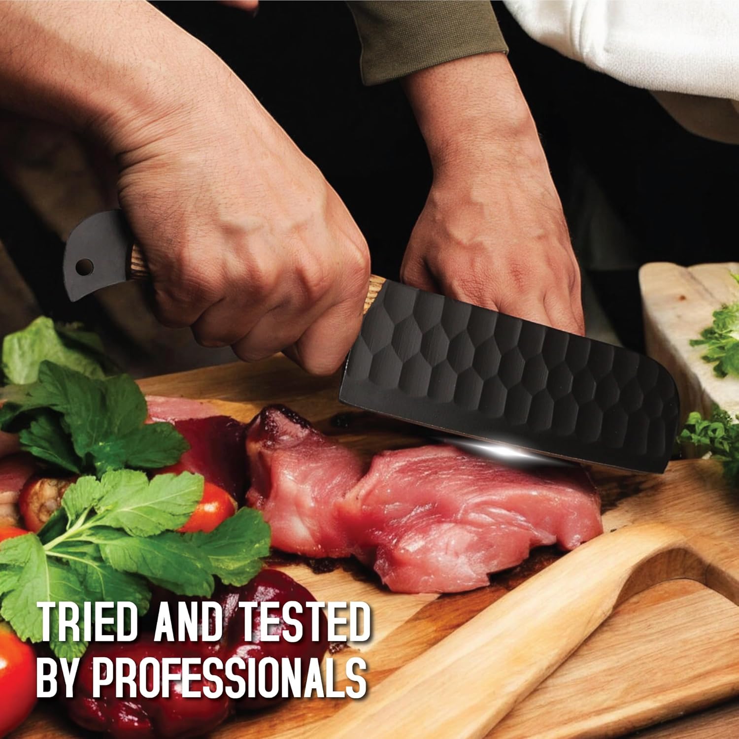 Knife Set • Kitchen Knife Set 5 PCS Handmade Kitchen Chef Knife Set High Carbon Steel Blade with Ashwood Handle + Leather Bag