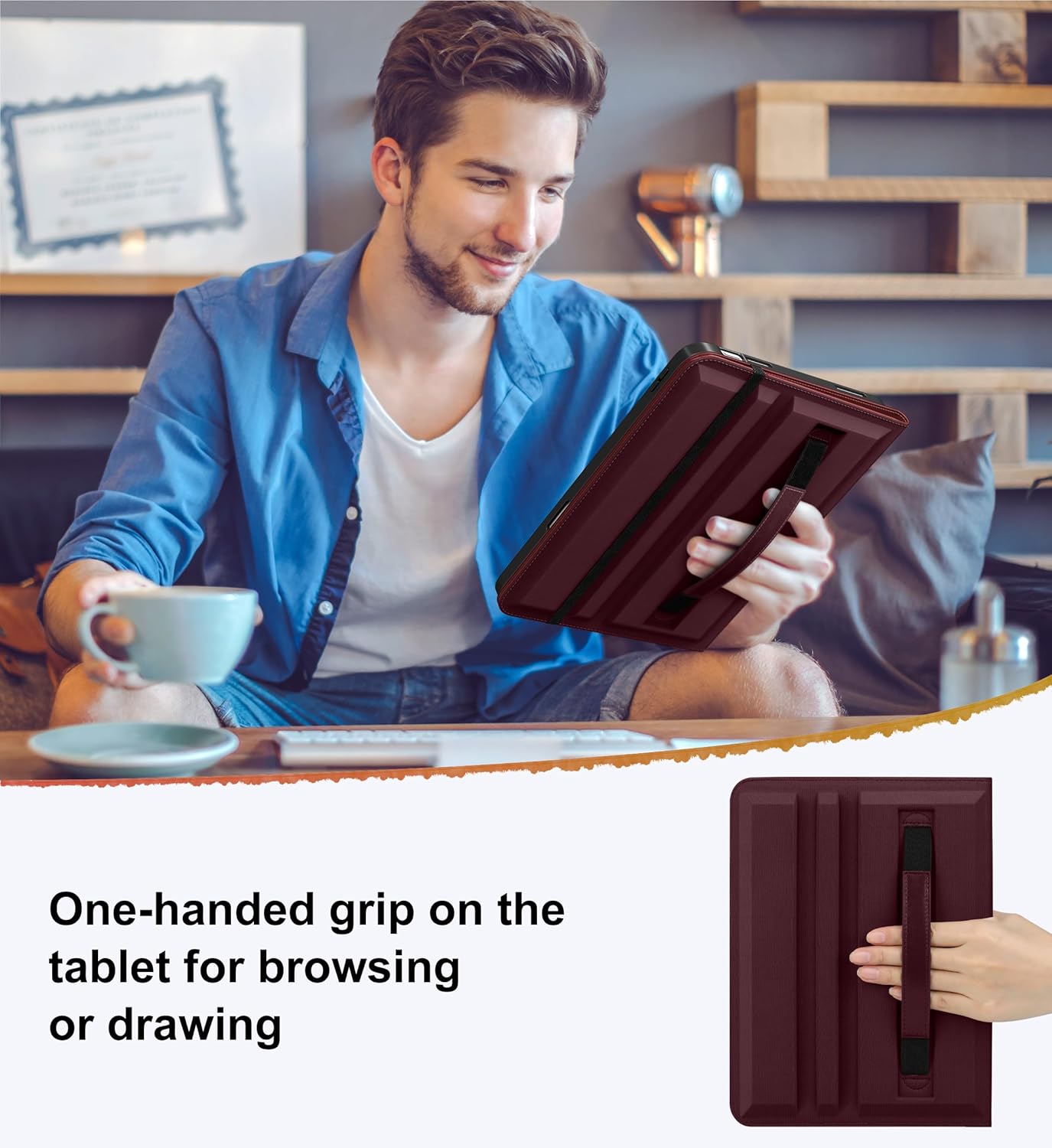 DTTO for iPad A16 Case, iPad 11th / 10th Generation Case (2025/2022), 360 Degree Rotating Premium Leather Folio Stand Cover with Pencil Holder, Burgundy Red