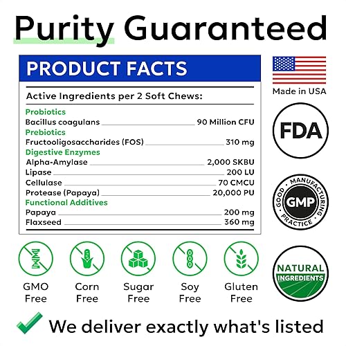 Miniatura 41 de Bark&Spark Vet Strength - Probióticos masticables para perros y enzimas digestivas para alergias con picazón en la piel, salud digestiva de perros