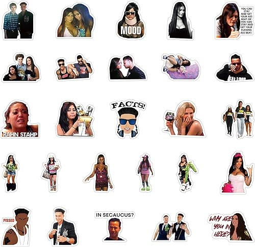 Miniatura 8 de Paquete de 62 calcomanías de Jersey Shore, vinilo estético impermeable para botella de agua, laptop, teléfono, casco duro, monopatín, álbumes de