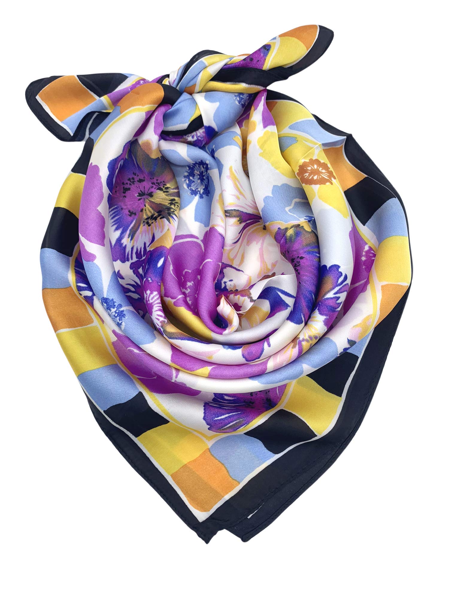 YOUR SMILE Silk Like Scarf Square Satin Hair Scarf Fashion Neck Scarfs for Women 27'' x 27''