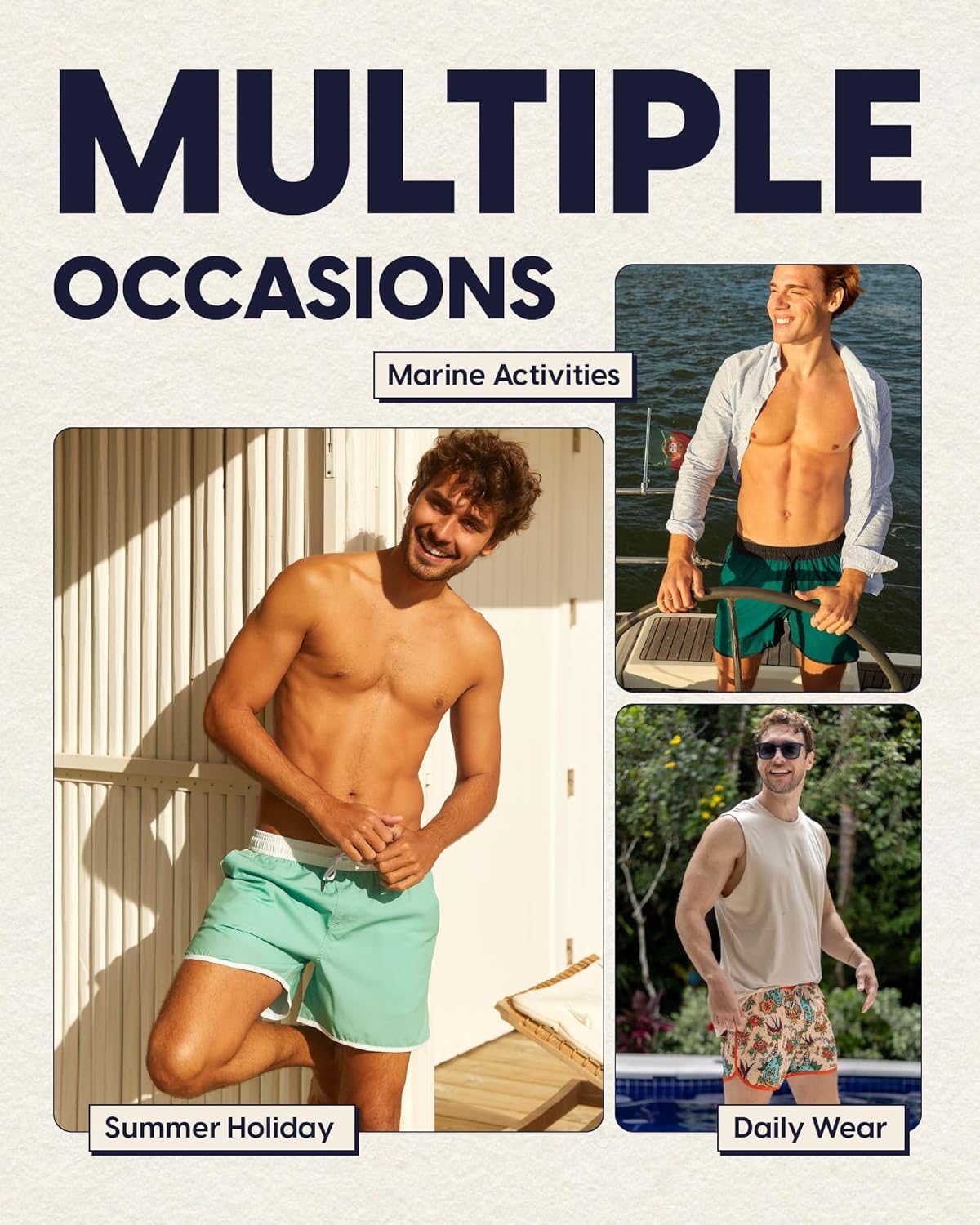 maamgic Mens Short 80s 90s Vintage 5.5" Swim Trunks Swimsuits Board Shorts Compression Liner Quick Dry 2 in 1 Beach Swimwear