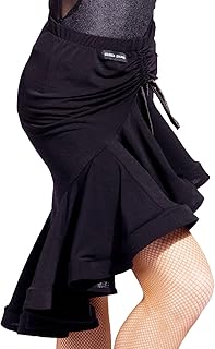 SCGGINTTANZ GD2027 Kid Latin Ballroom Ball Party Dance Professional Pleated Surface and Slanted Swing Design Skirt for Girl ((FBA) Black, 120)