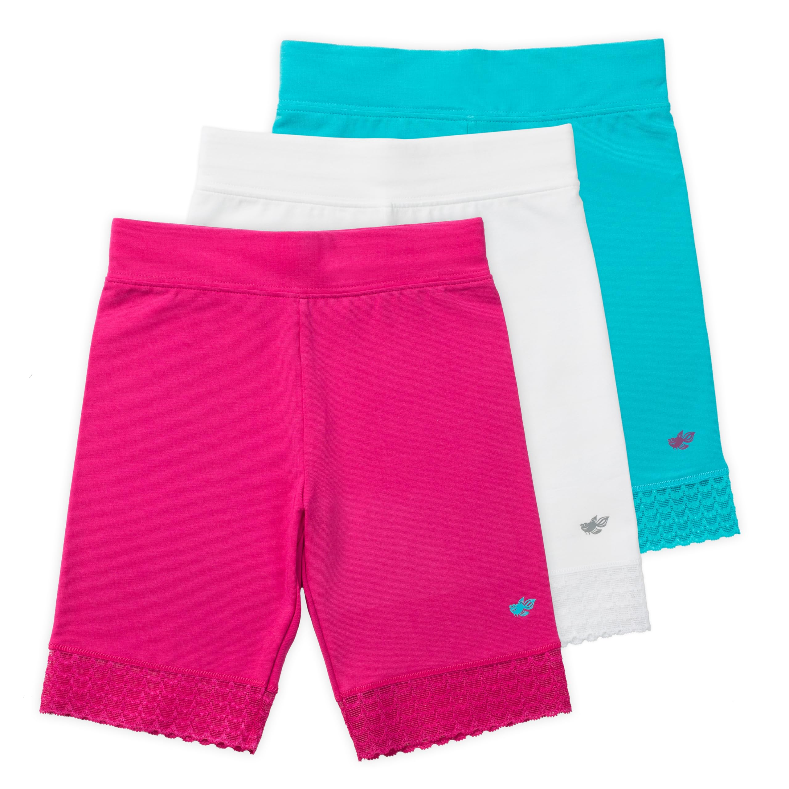 | 3 Pack of Jada Little Girls Bike Shorts | Tagless | Super Soft Cotton with Lace Trim | Good Coverage