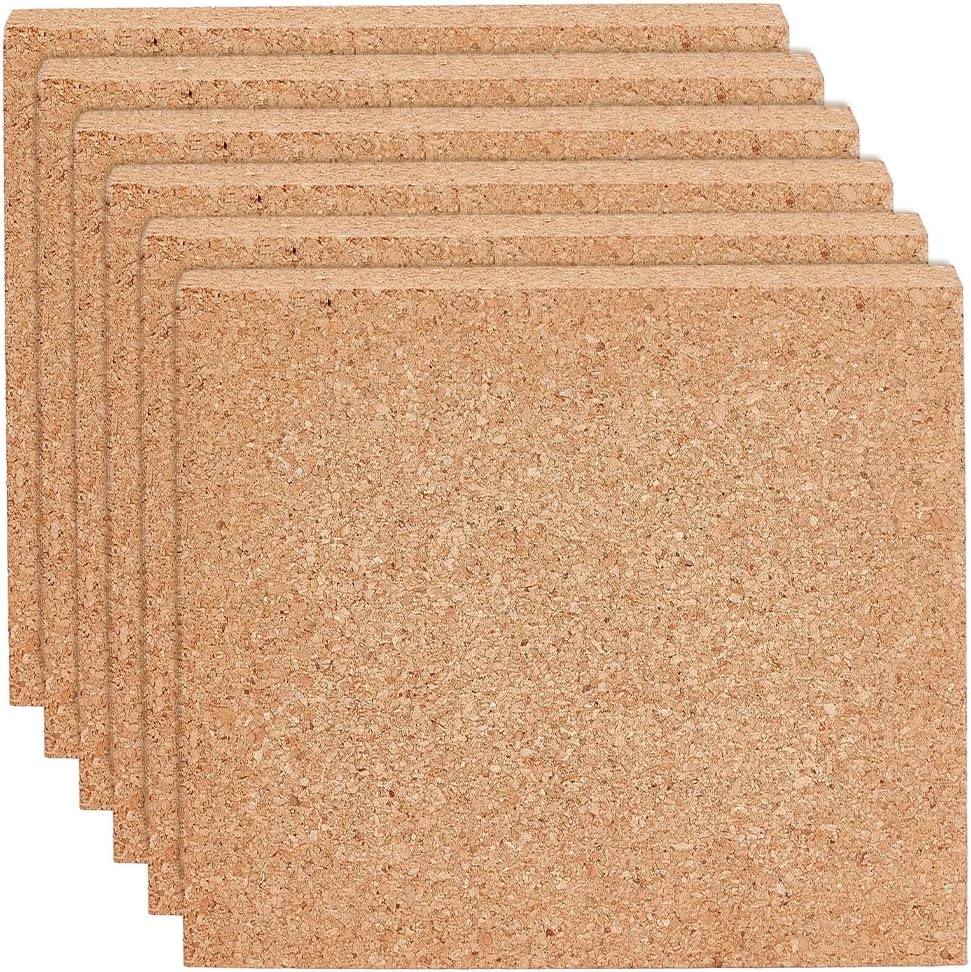 OLYCRAFT 6Pcs Square Bulletin Boards 5.9x5.9 Inch Non Self-Adhesive Wood Cork Board 0.6 Inch Thick Decorative Display Boards Square Message Wood Sheet for Wall Decoration Party DIY Crafts Supplies