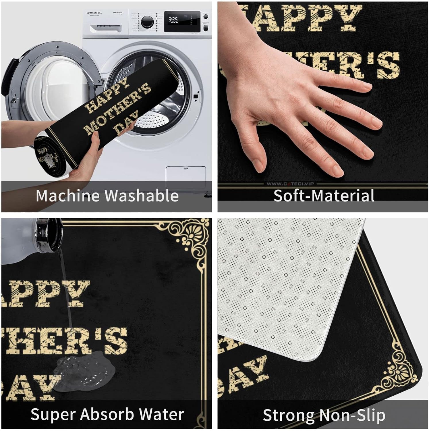 Farm Bath Mat Happy Mother's Day Doormat Classroom Door Mat Outdoor Mats for Home Entrance(65X90CM)