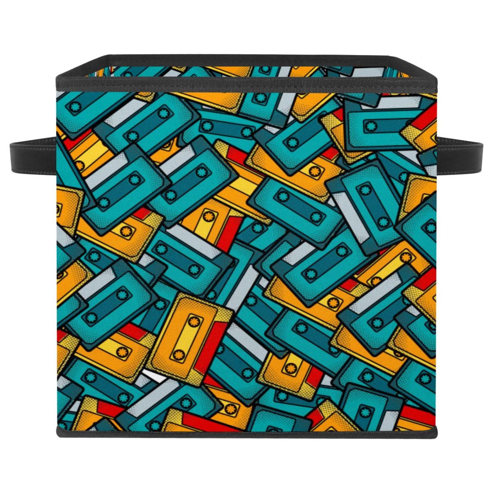 Boîte de rangement pliable motif Pop Art sans couture à poignées
