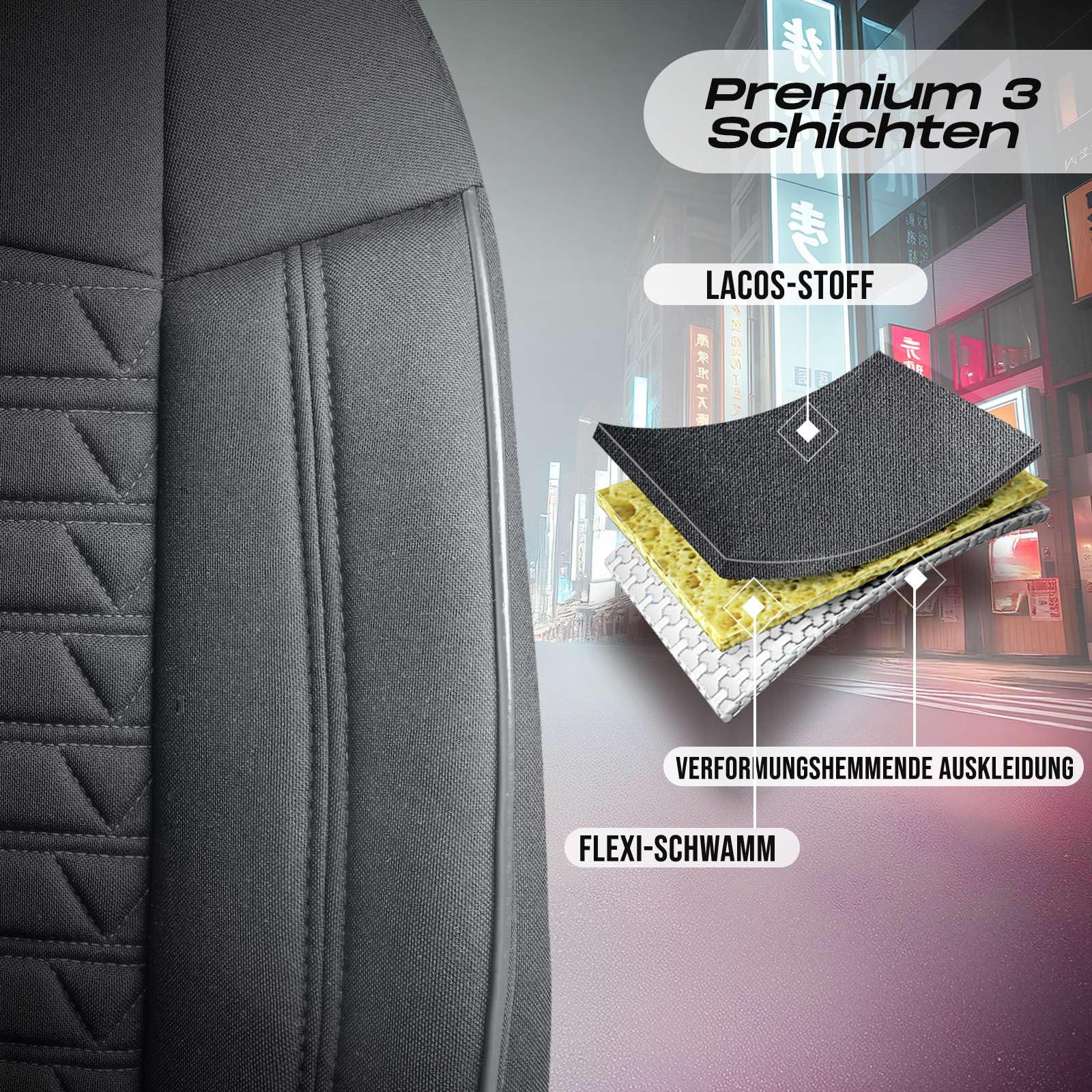 Housses De Siège Auto En Lin Beige/noir, Compatibles Airbag Et Camping-car - Kit Complet De Montage