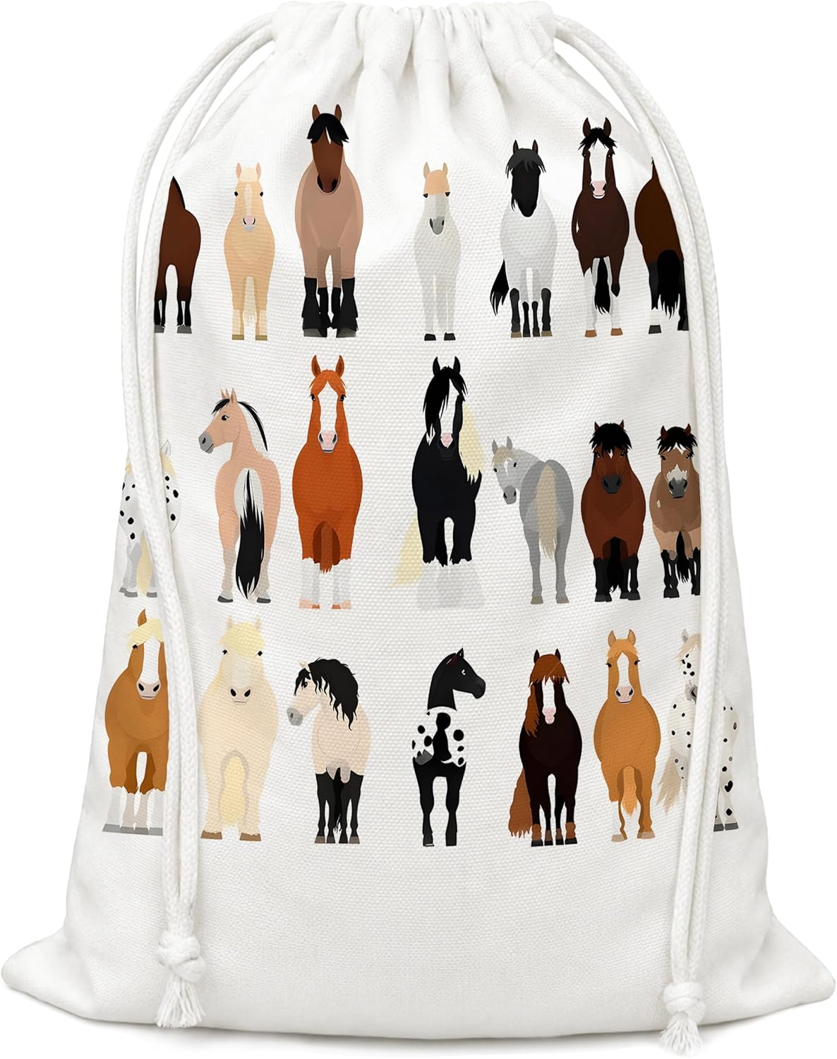 Funny Horse Canvas Drawstring Gift Bag 15.7x19.7 Inch