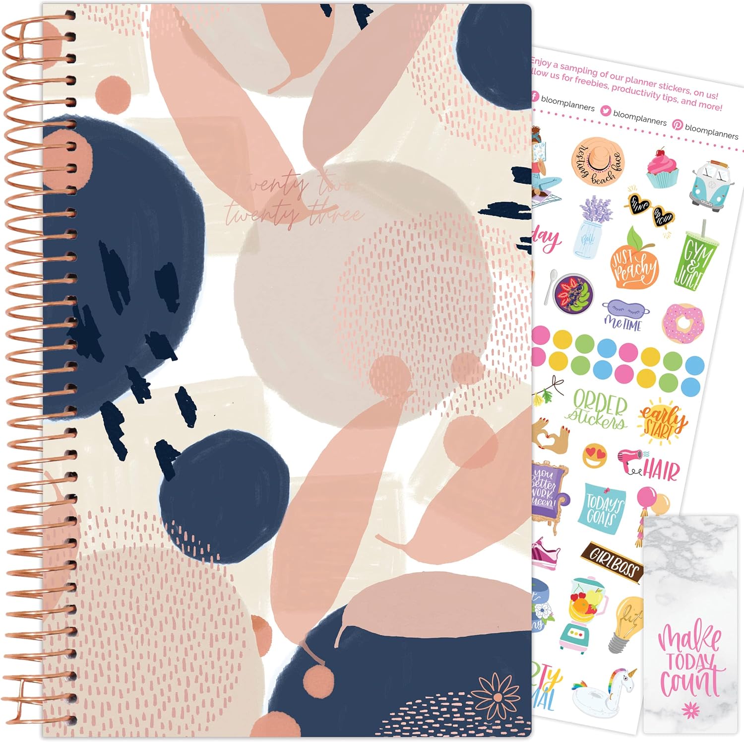 bloom daily planners 2022-2023 Academic Year Day Planner (July 2022 - July 2023) - 5.5” x 8.25” - Weekly/Monthly Agenda Organizer Book with Stickers & Bookmark - Navy Modern Abstract
