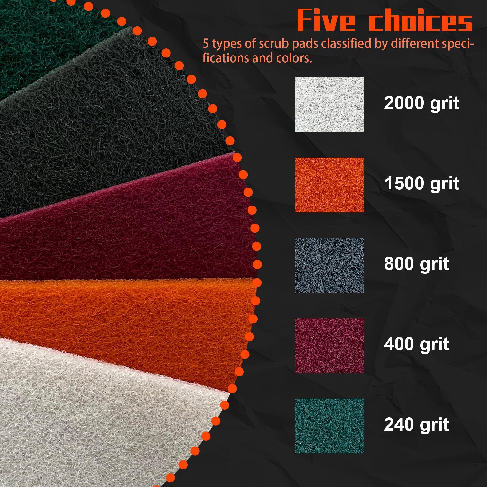 Hand Pads Assortment - 5 Grits for Cleaning & Sanding -2