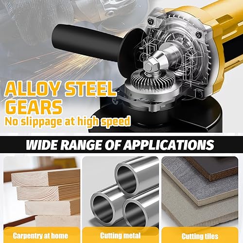 Miniatura 6 de Herramienta de amoladora para batería Dewalt de 20 V, motor eléctrico sin escobillas de 11000 RPM, amoladoras de 3 velocidades variables, amoladora