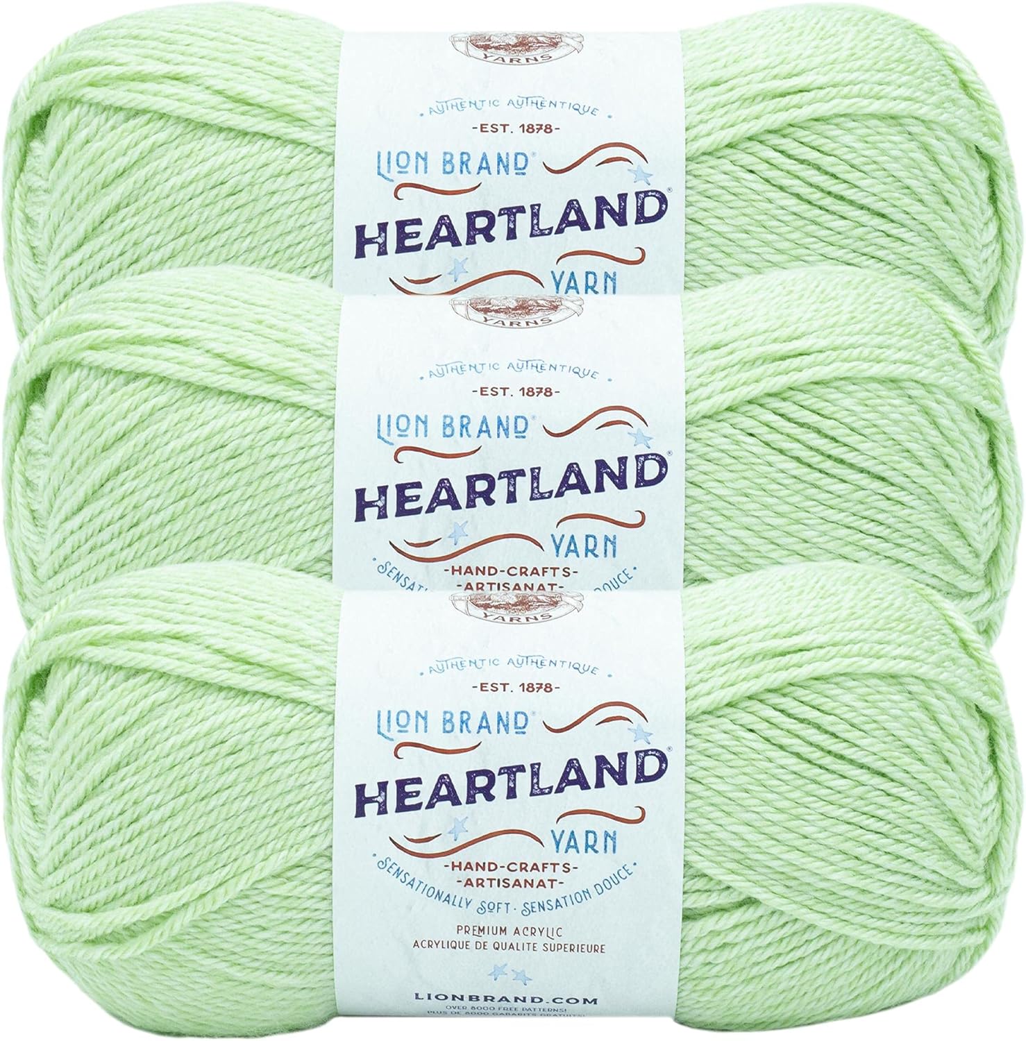 Lion Brand Yarn Heartland Yarn, Worsted-Weight Yarn for Knitting, Crocheting, and Crafting, 3 Pack, Channel Islands