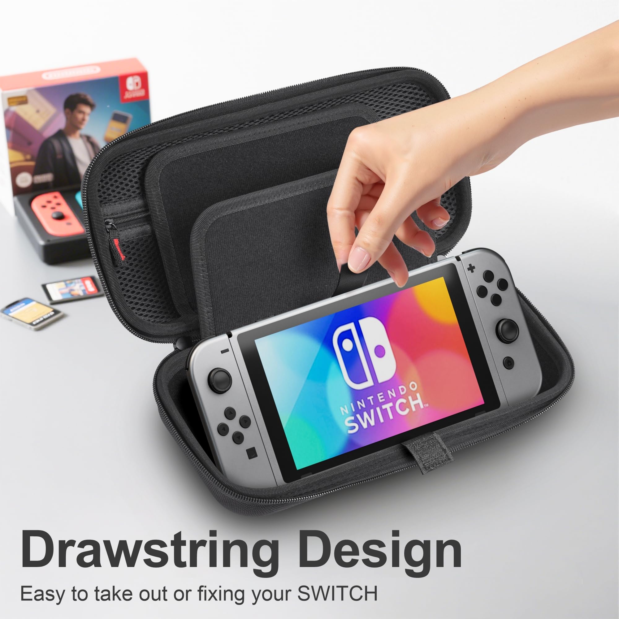 ERTYOIUJF Custodia da trasporto compatibile con Nintendo Switch 2 (2025), custodia da viaggio portatile con guscio rigido, ampio spazio con 24 cartucce per giochi per console Switch e accessori
