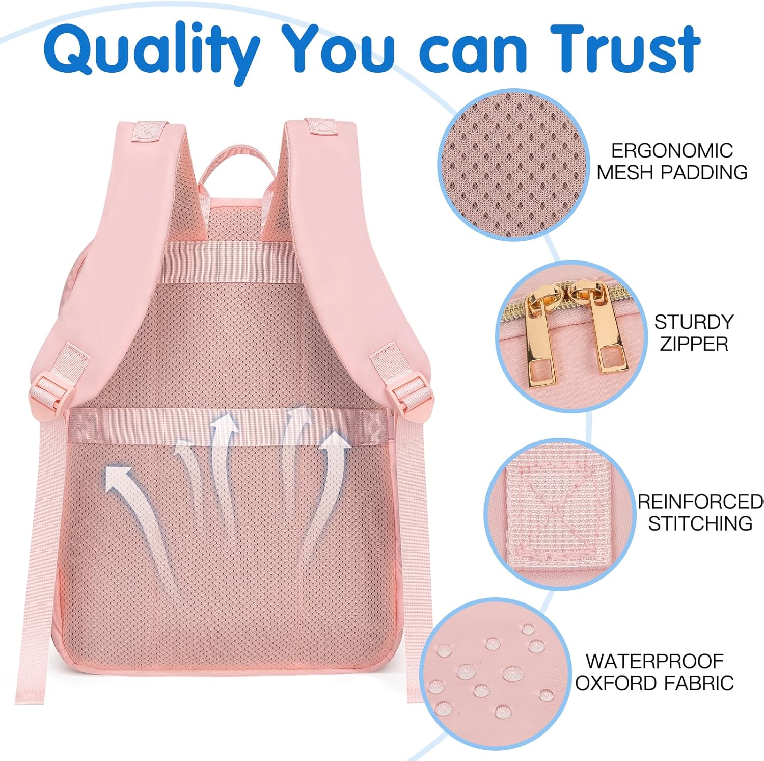 KABAQOO Baby Diaper Bag Backpack, Waterproof Diaper Backpack for Mom & Dad with Changing Pad, Insulated Pockets and Stroller Straps, Baby Shower Gifts for Girls & Boys, Pink