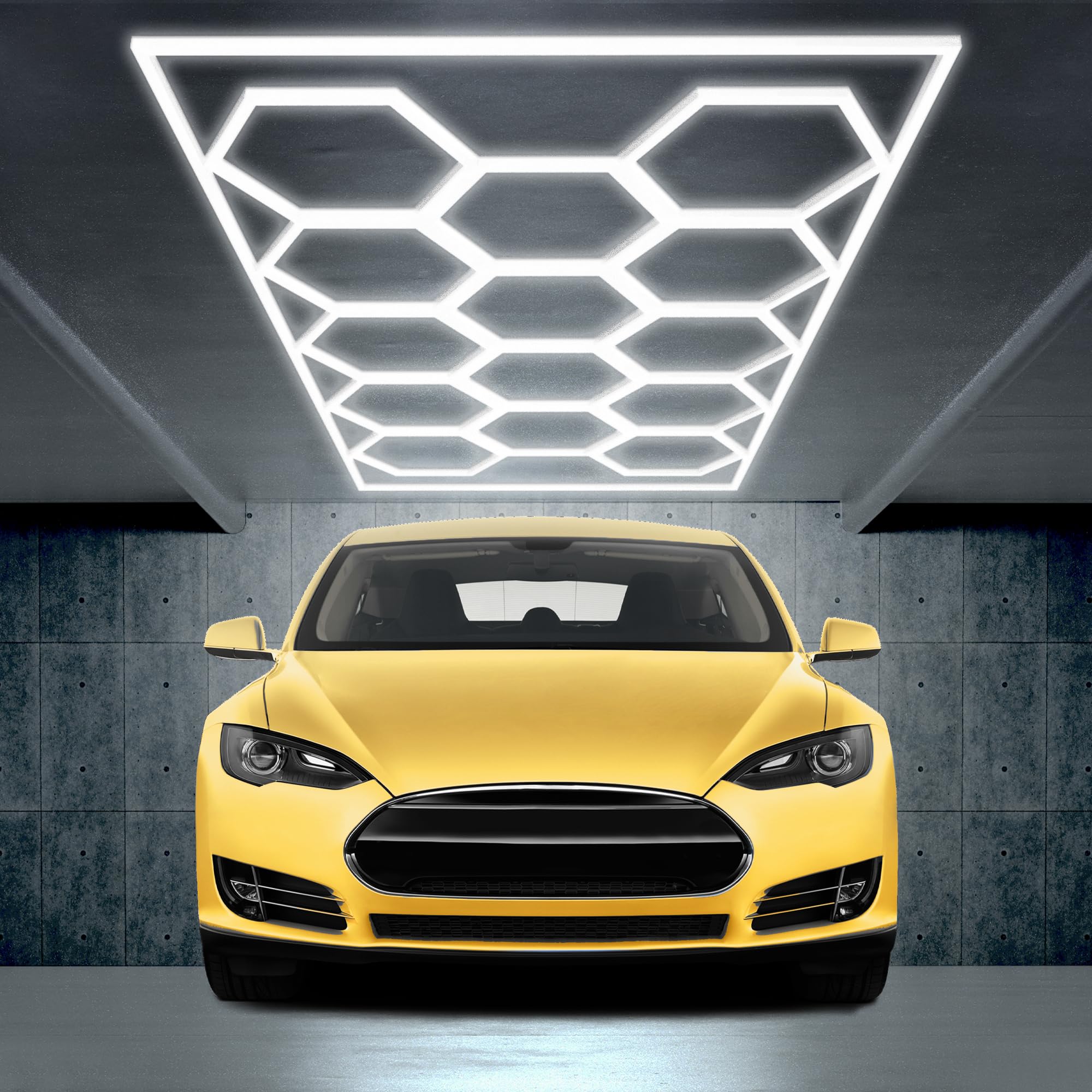 Barberpub Hexagon LED Garage Light, 68970LM 6500K Hexagon LED Beleuchtung für Werkstatt, Friseursalon, 14 Grid, dimmbar (Aluminium)