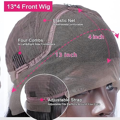 Miniatura 7 de Pelucas de cabello humano corto ondulado con encaje frontal transparente HD de 13 x 4 para mujeres, cabello brasileño de 150 % de densidad, peluca