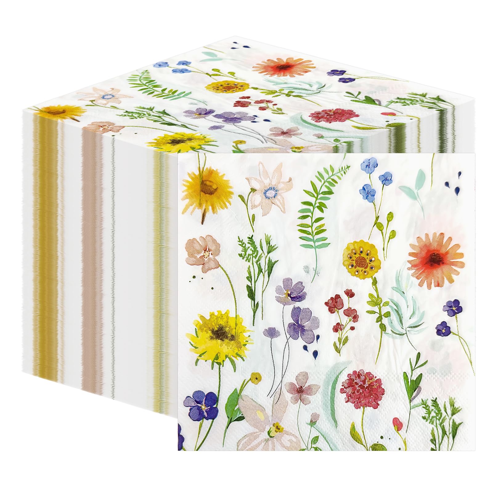 Flintronic 40 PCS Soft Paper Floral Napkins, 2ply 33cm, Colorful Flower Patterned Serviettes Tissue - Image 9