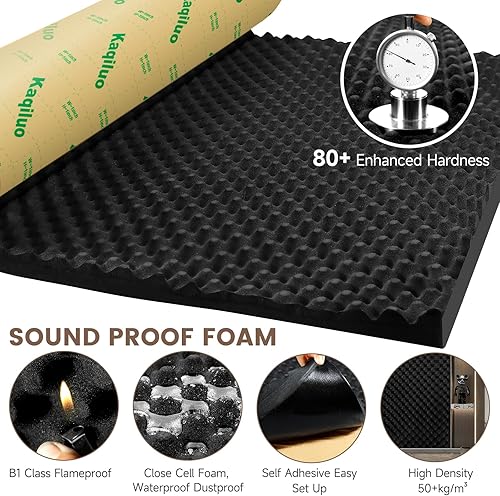 Miniatura 2 de Espuma de aislamiento acústico grueso autoadhesivo para caja de huevos, 13.99 pies cuadrados x 1.77 pulgadas de grosor, 50+kgm, resistente al