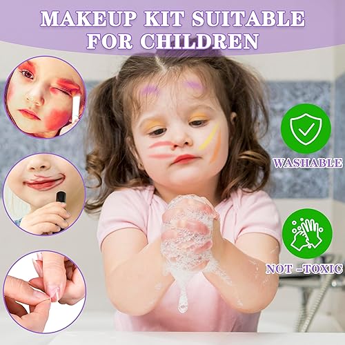 Miniatura 4 de Kit de maquillaje para niños, 66 piezas, juego de maquillaje lavable para niñas pequeñas, juego de cosméticos real, juego de maquillaje, juego de