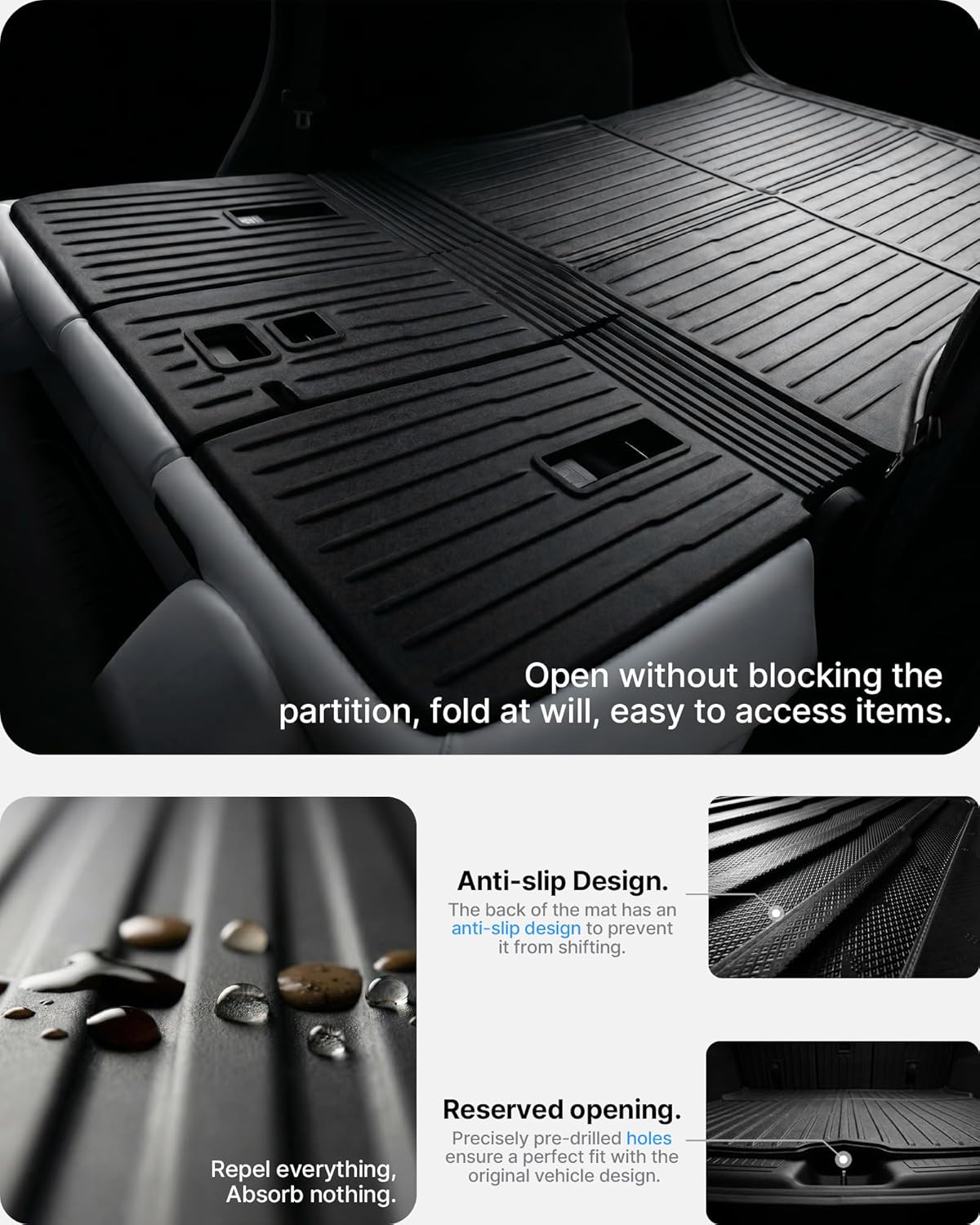for Tesla Model Y Juniper 5-Seat Rear Trunk Mat with Backrest Mats All-Weather Seat Back Cover Seatback Liner TPE Accessories 2025 2026 (NOT for Standard)