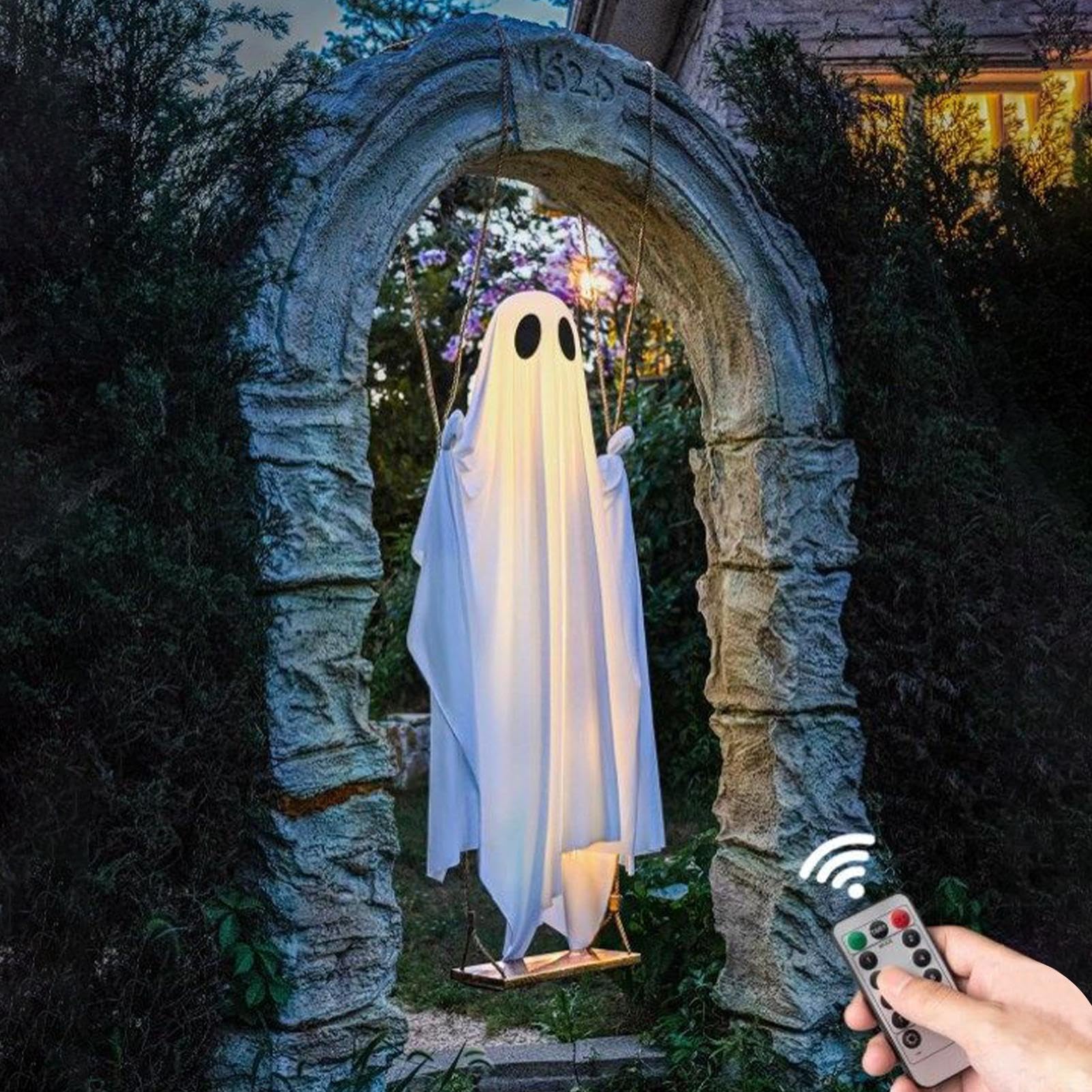 Fantôme balançoire de 1,5 m pour animer votre jardin lors des soirées d'Halloween
