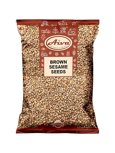 Semillas de sésamo Aiva marrón (5 libras) - Semillas enteras sin cáscara para cocinar, hornear y adornar
