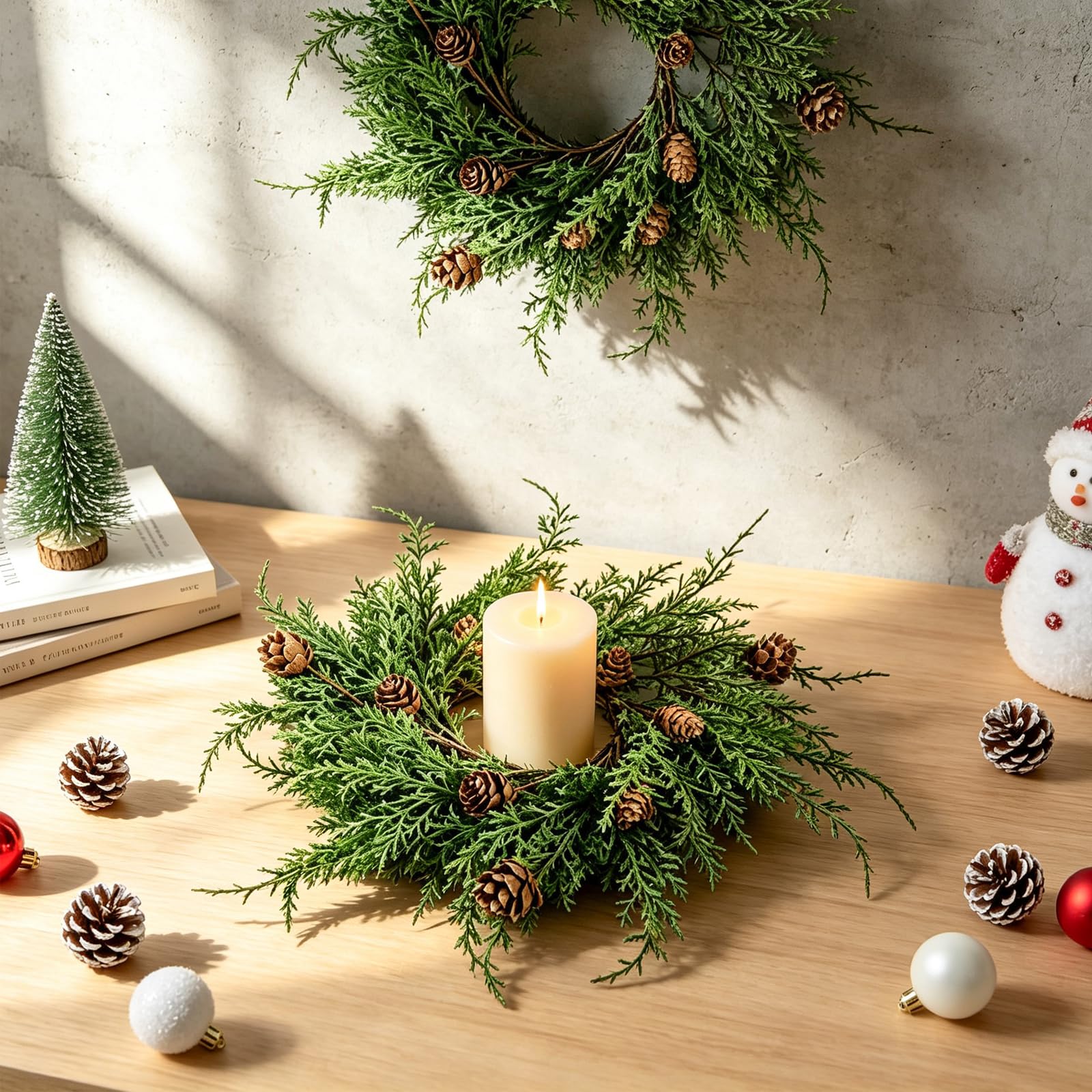 Lot de 6 couronnes de pommes de pin de Noël