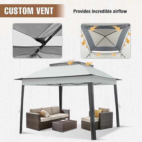 Miniatura 5 de Tienda de campaña para exteriores de 11 x 11 pulgadas con paredes de malla para patio, césped, patio trasero y terraza, gris