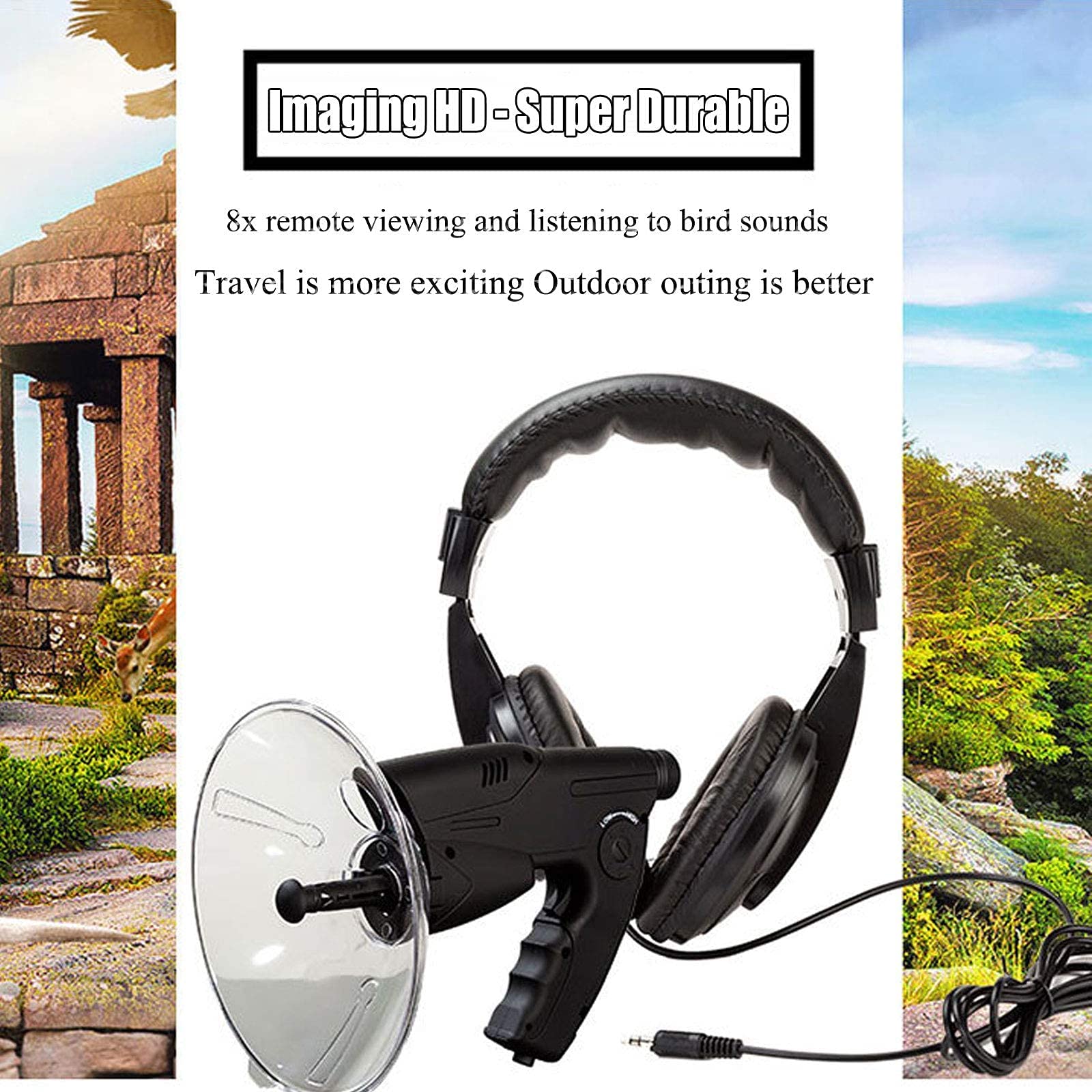 Monokular mit Parabolmikrofon, Monokular X8 Bionic Ear Vergrößerung Monokularer Schallverstärker, Bionic Ear Langstrecken-Vogelhörteleskop 100 m, für den Außenbereich
