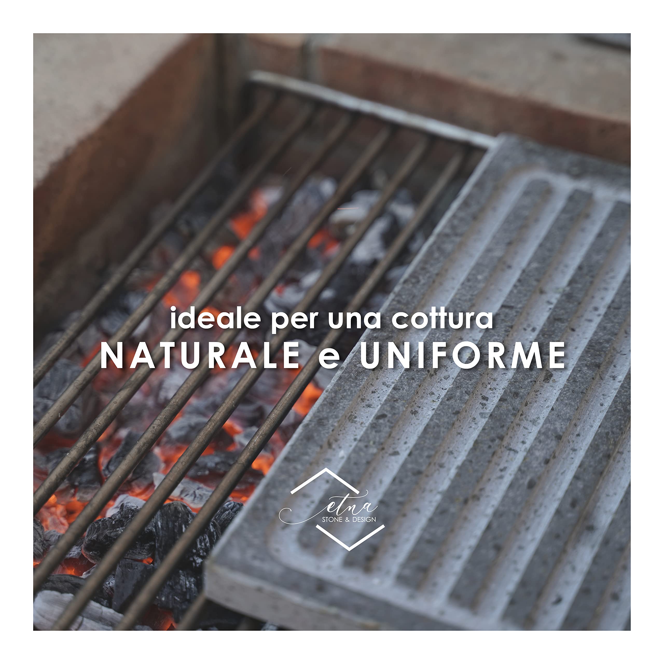 Lava-Grillpfanne Steak 40 x 30 x 2 cm Lavastein Etna Stone & Design für Ofen und Grill Kochen von Fleisch, Fisch, Gemüse und Pizza Etna Stone & Design