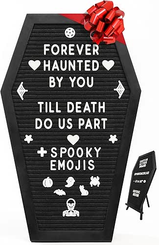 Coffin Letter Board Black +3D Bat Stickers +650 Characters, Spooky