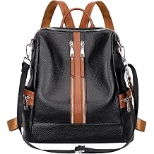 ALTOSY Genuine Leather Backpack Purse for Women Convertible Shoulder Bag Crossbody Bag Elegant Casual Daypacks S77 Black/Brown