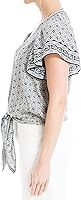 Vista 2 de Max Studio Blusa con lazo en la cintura con mangas y volantes para mujer
