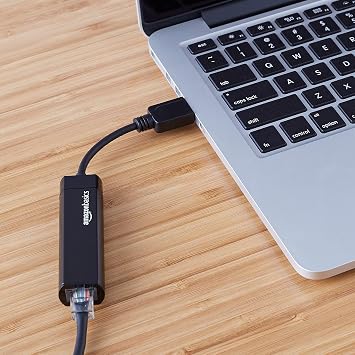 Amazon Basics USB 3.0 to 10/100/1000 Gigabit Ethernet Internet Adapter, Compatible with Windows and macOS, Black
