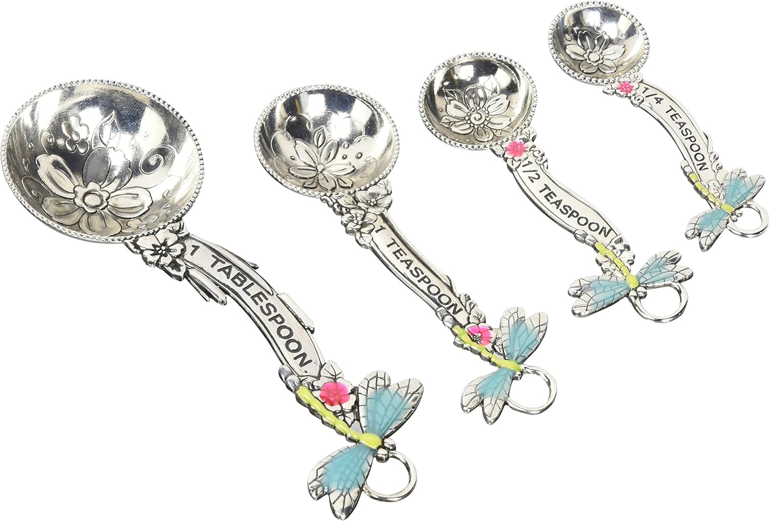 Ganz 4-Piece Set, Dragonflies Measuring Spoon, One Size, silver