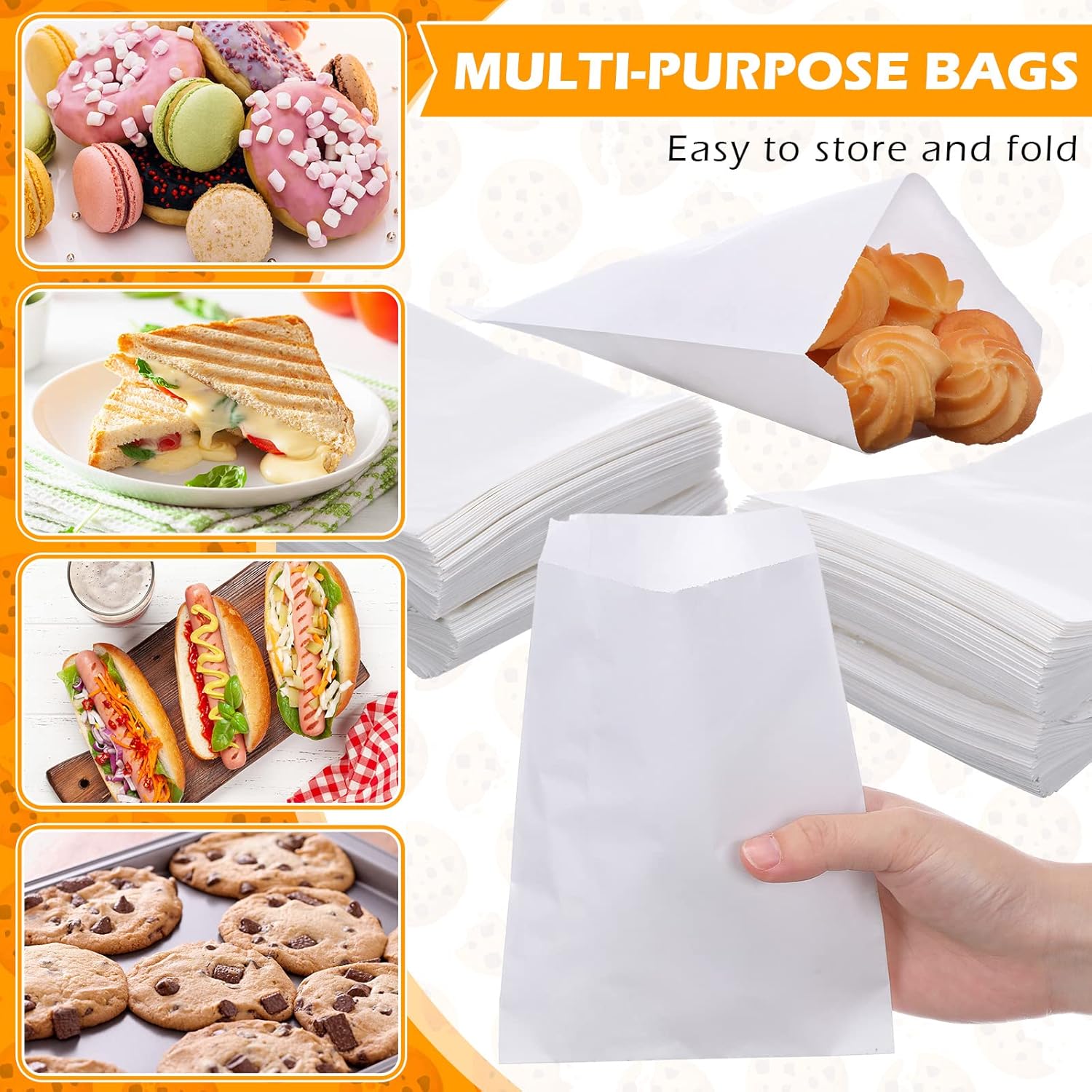 Lallisa 1000 Pcs 5 x 7 Inch Glassine Bags Wax Paper Treat Bags Cookie Sleeves Wax Paper Sandwich Pouches for Valentine's Day Birthday Party Donut Treat Food Candy Bread Pastry Packaging(White)