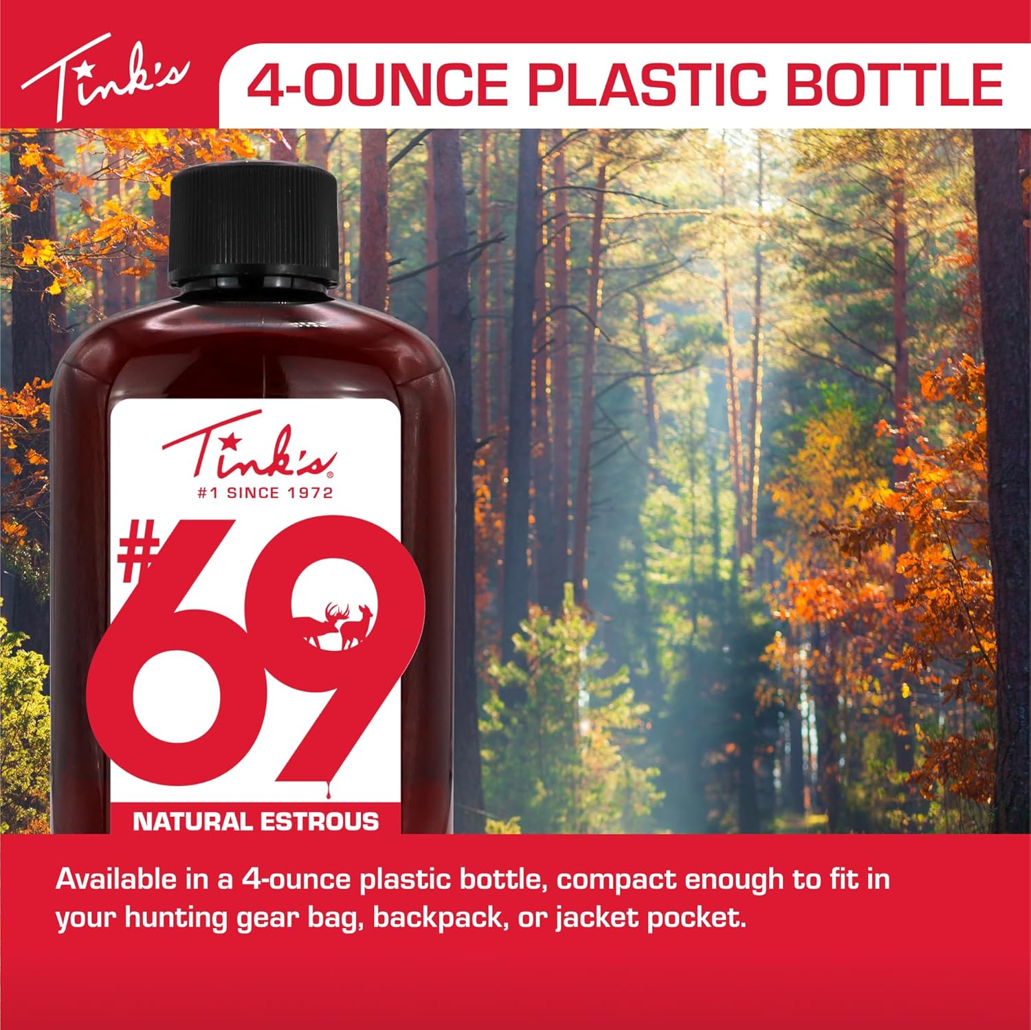 TINK'S #69 Doe-in-Rut Buck Lure with Scent Wicks | 4 fl oz Bottle | 100% Natural Deer Urine | Hunting Accessories, Attractant, Scent Wicks Included, Easy to Use Squirt Top