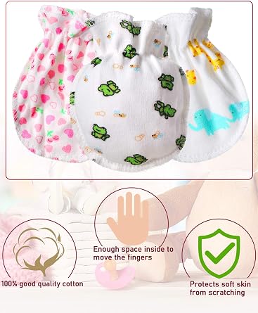 Syhood 17 Pairs Baby Mittens Cotton No Scratch Gloves for 0-6 Months