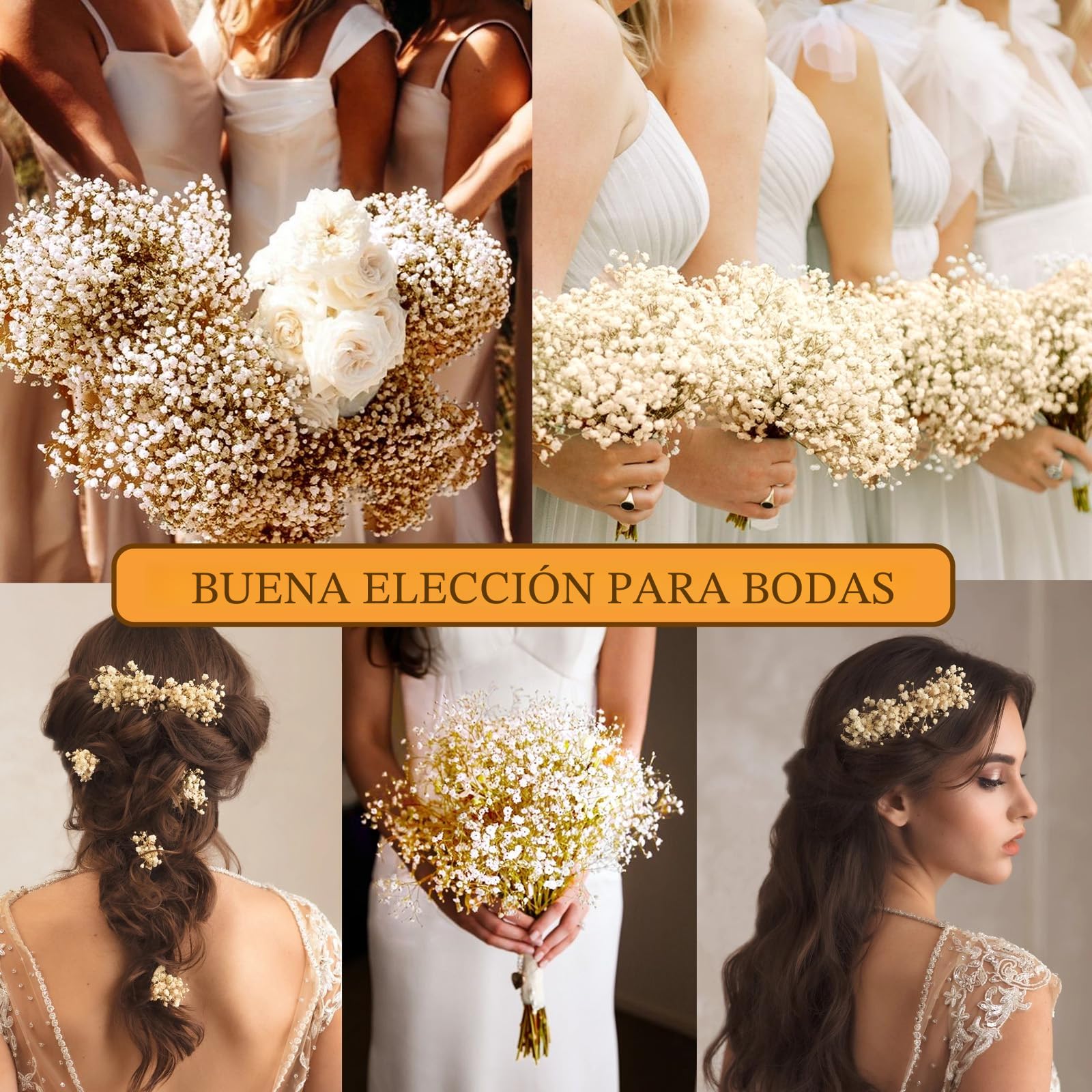 Ramo de Flores Secas Naturales Gypsophila Paniculata , 43cm, 3500+ Flores Blanco Marfil, Ramas Naturales de Gypsophila para Corona de Bricolaje, hogar, Boda, Mesa, decoración de jarrón, 7-285/40