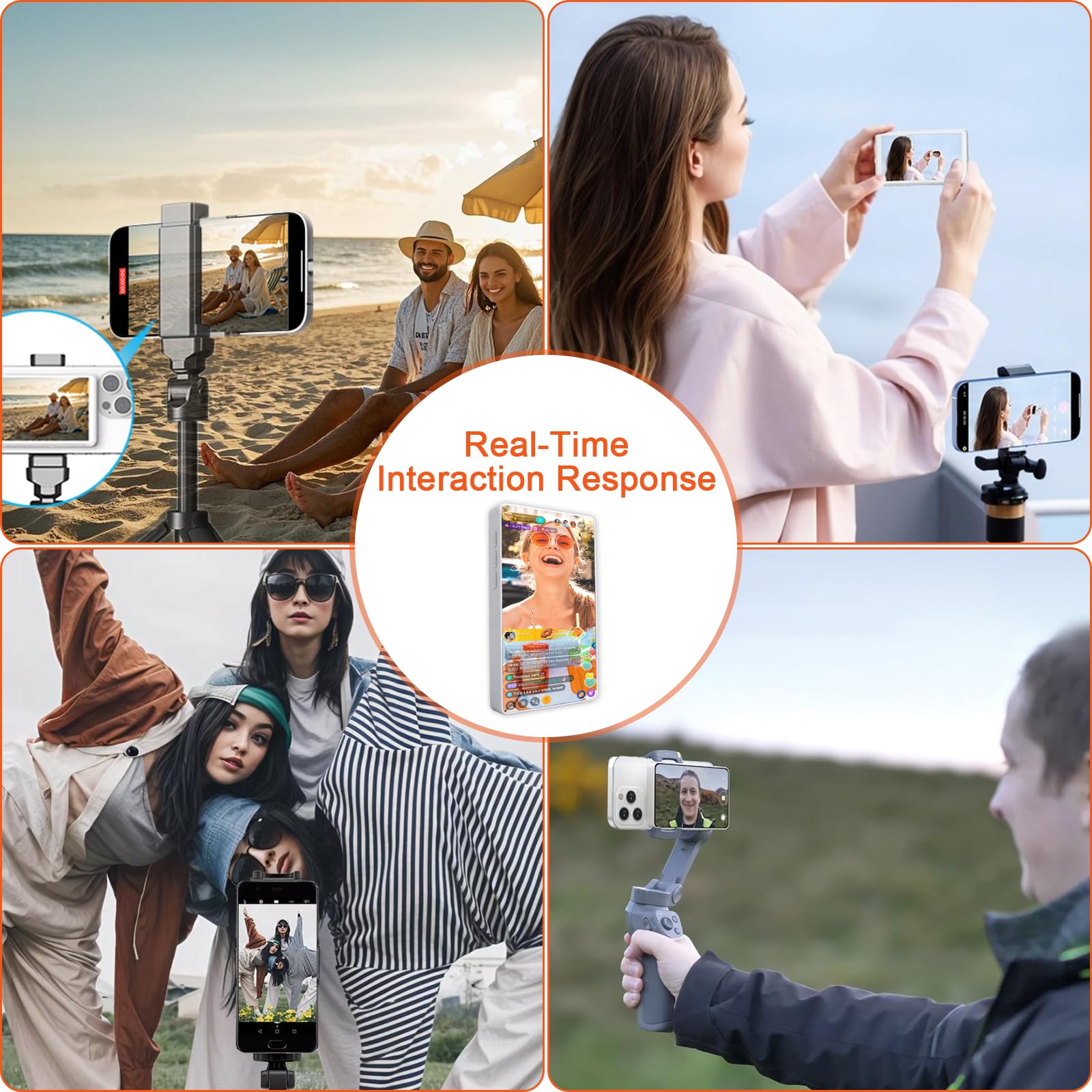 Selfie Monitor Schermo per Telefono, 4H Magnetic Schermo Portatileper Vlog, Selfie Monitor Magnetico Wireless Compatibile con iPhone & Android per Selfie Vlog Live Streaming