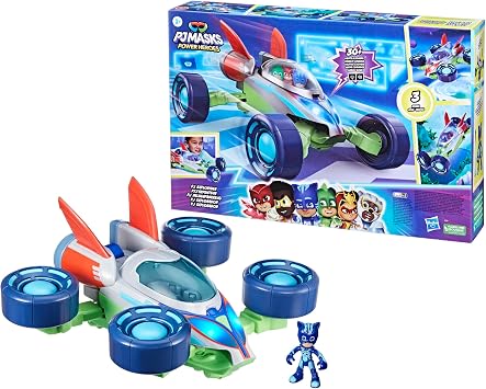 PJ Masks Power Heroes PJ Hero Vehicle, Convertible Hero Flash Vehicle of Power Heroes with 3 Modes, Lights and Sounds