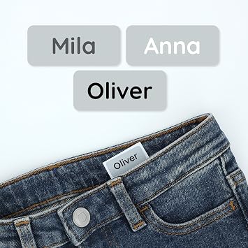 TeddyLabels - Clothing Labels for Nursing Home 60 Self-Adhesive Name Tags for Clothes and Personal Items. Personalized Labels for Daycare, Nursing Homes, and Laundry Use - Light Grey