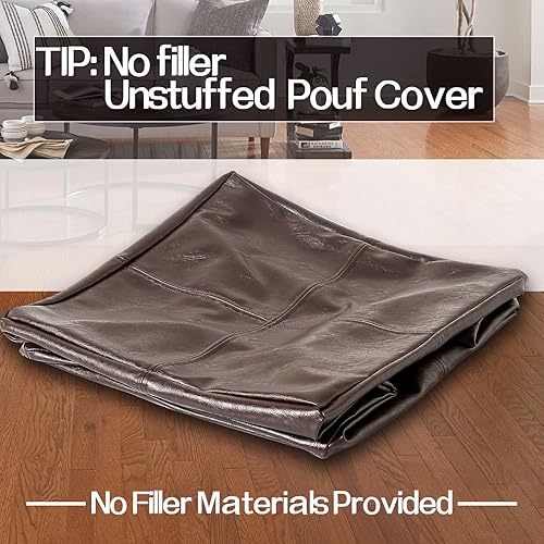 Miniatura 4 de Camkinger Puf otomano con almacenamiento para sala de estar sin relleno, 20 x 20 x 16 pulgadas, fundas de puf cuadradas, puf otomano de piel