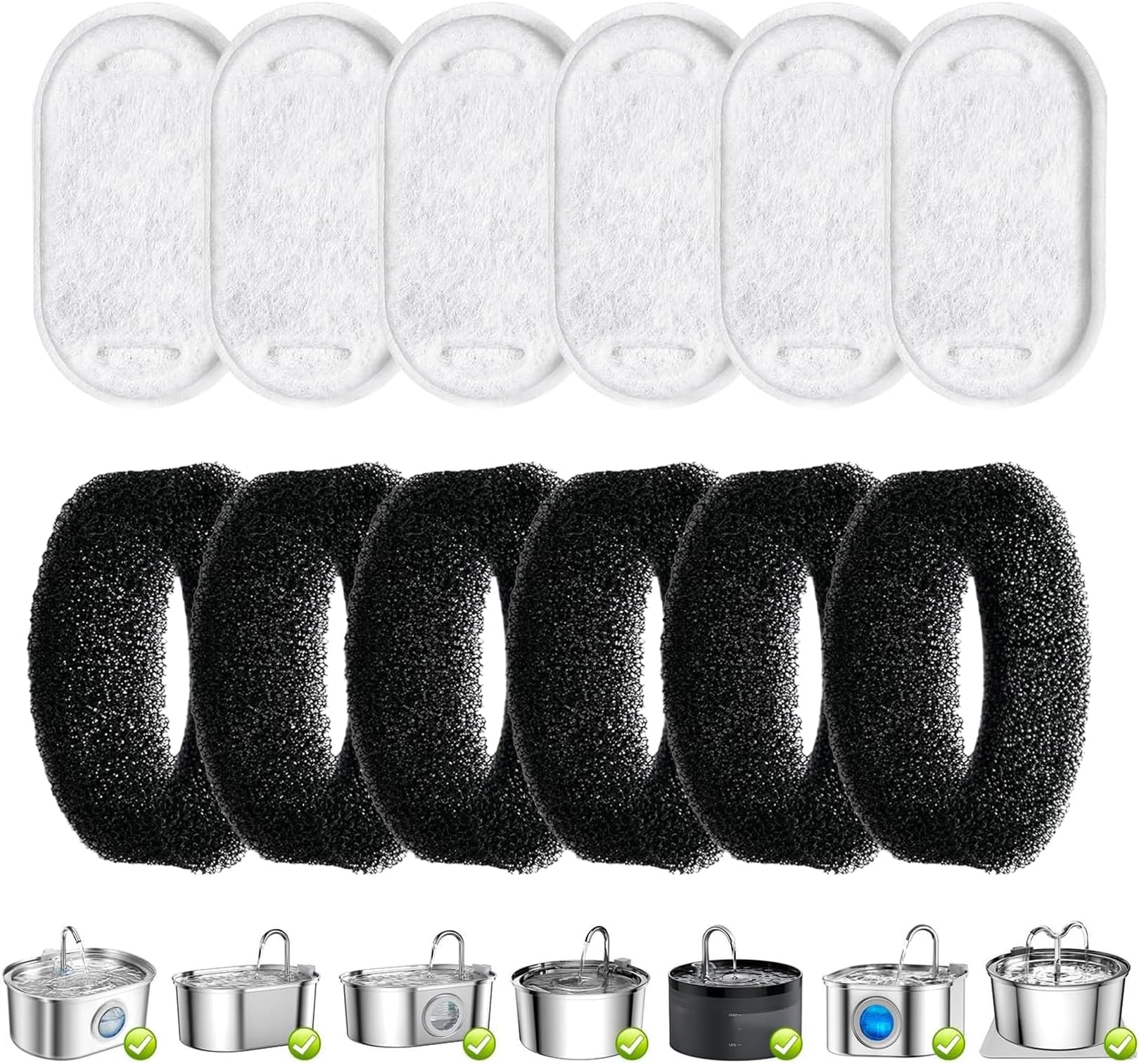 12 Pcs Foam Filter,Cat Water Cooler Filter,Activated Carbon Filter,for Replace Filters in cat dispensers,Sponges Help Filter Out Sediment and Debris,Activated Charcoal absorbs impurities and Odors