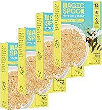Magic Spoon High Fiber Cereal - Plant-Based High Protein Cereals - Low Sugar Snacks & Breakfast - Grain & Gluten Free Low Carb & Keto Friendly - Healthy Snacks for Kids & Adults - 4 Pack, Honey Nut