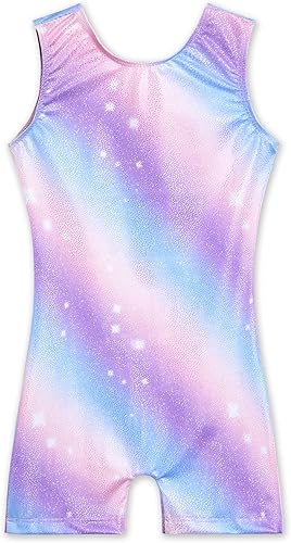 TENVDA - Leotardos de gimnasia, danza y ciclismo para niñas, con pantalones cortos y diseño de unicornio brillante (varios colores)